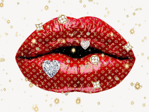 Luxury Lips Red White Modern Wood Framed Art Print with Double Matting by Blake, Madeline