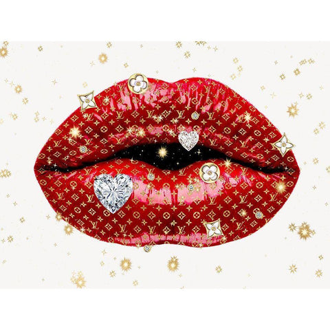 Luxury Lips Red White Modern Wood Framed Art Print by Blake, Madeline