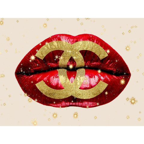 Fashion Lips Red I Black Modern Wood Framed Art Print with Double Matting by Blake, Madeline