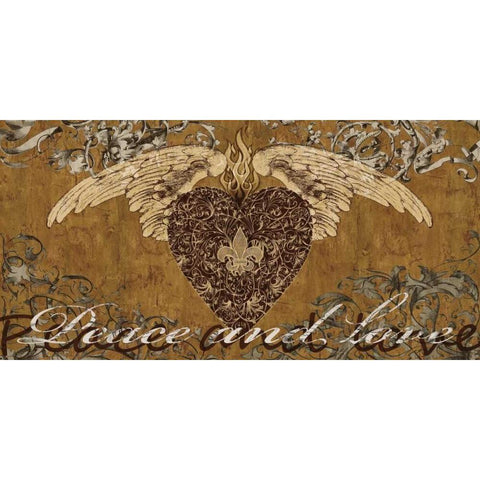 Peace and Love Gold Ornate Wood Framed Art Print with Double Matting by Glover, Brandon