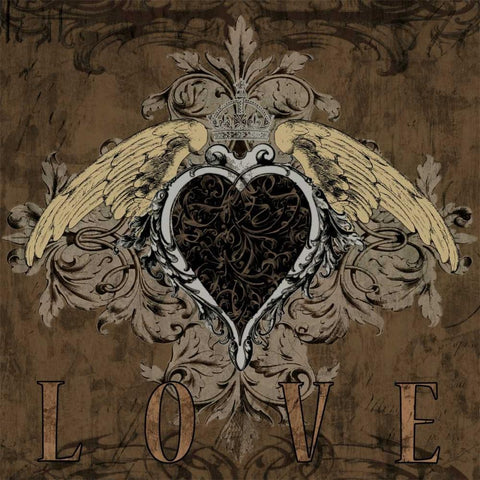 Love Black Ornate Wood Framed Art Print with Double Matting by Glover, Brandon