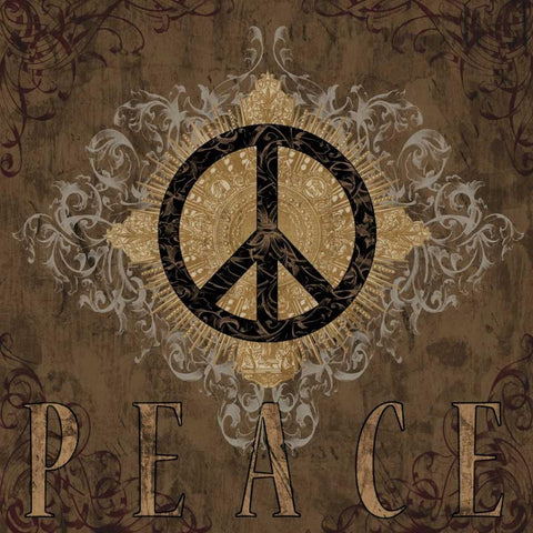 Peace Black Modern Wood Framed Art Print with Double Matting by Glover, Brandon