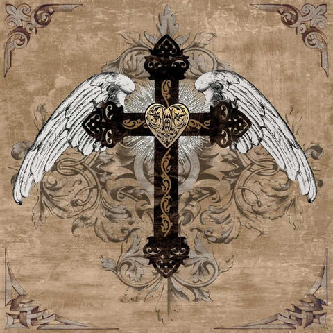 Cross I Black Ornate Wood Framed Art Print with Double Matting by Glover, Brandon