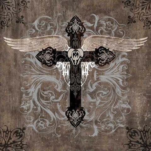 Cross II Black Ornate Wood Framed Art Print with Double Matting by Glover, Brandon