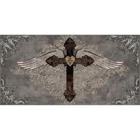 Cross with Wings White Modern Wood Framed Art Print by Glover, Brandon