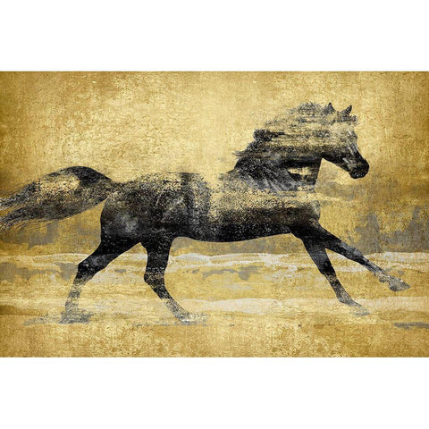 Running Horse Gold I Gold Ornate Wood Framed Art Print with Double Matting by Blake, Madeline