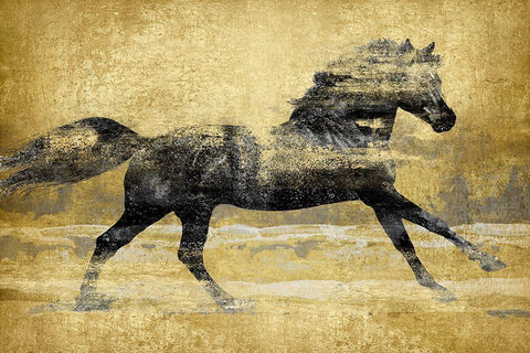 Running Horse Gold I White Modern Wood Framed Art Print with Double Matting by Blake, Madeline