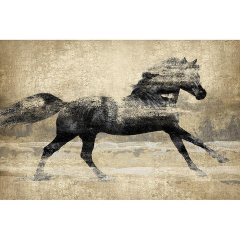 Running Horse Gold II Black Modern Wood Framed Art Print with Double Matting by Blake, Madeline