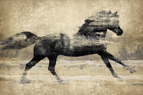 Running Horse Gold II Black Ornate Wood Framed Art Print with Double Matting by Blake, Madeline