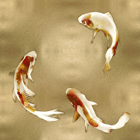 Koi on Gold II White Modern Wood Framed Art Print by Blake, Madeline