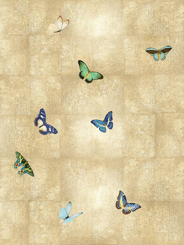 Butterflies on Gold III White Modern Wood Framed Art Print with Double Matting by Blake, Madeline