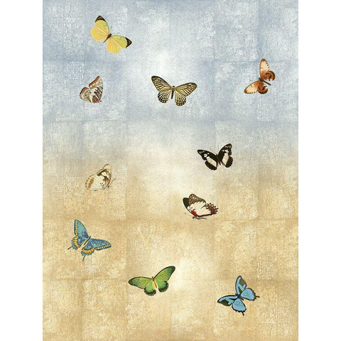 Butterflies Meet Up II Gold Ornate Wood Framed Art Print with Double Matting by Blake, Madeline