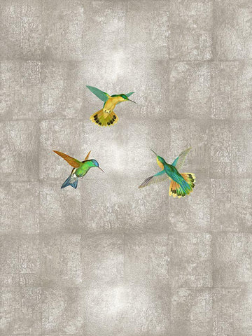 Hummingbirds I White Modern Wood Framed Art Print with Double Matting by Blake, Madeline