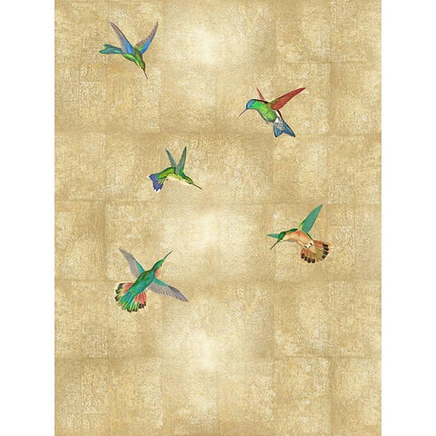 Hummingbirds on Gold II Gold Ornate Wood Framed Art Print with Double Matting by Blake, Madeline