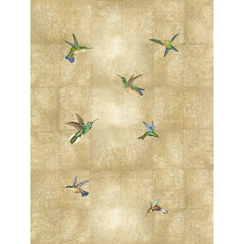 Hummingbirds on Gold III Gold Ornate Wood Framed Art Print with Double Matting by Blake, Madeline