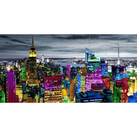 NYC In Living Color I Black Modern Wood Framed Art Print with Double Matting by Ames, Carly