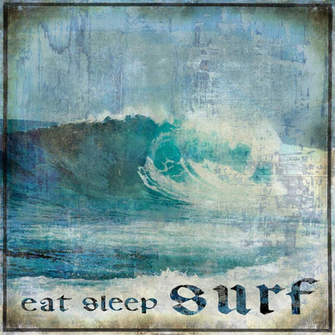 Eat Sleep Surf Gold Ornate Wood Framed Art Print with Double Matting by Carter, Charlie