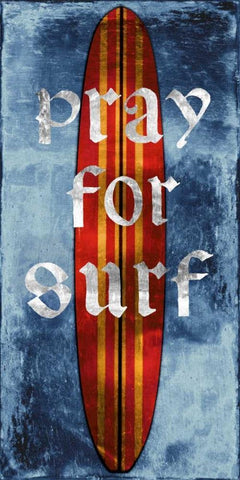 Pray For Surf-Surf Board White Modern Wood Framed Art Print with Double Matting by Carter, Charlie