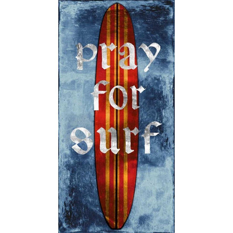 Pray For Surf-Surf Board White Modern Wood Framed Art Print by Carter, Charlie