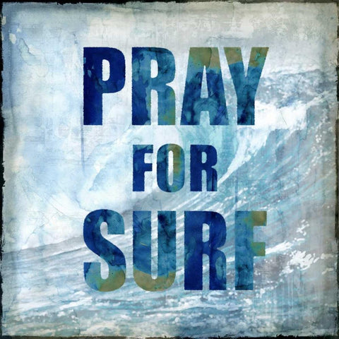 Pray For Surf Black Ornate Wood Framed Art Print with Double Matting by Carter, Charlie