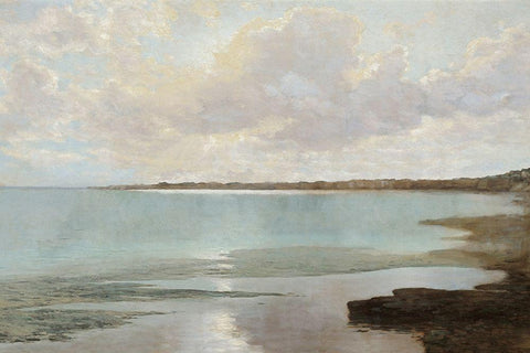 At the Shore Black Ornate Wood Framed Art Print with Double Matting by McKee, Christy