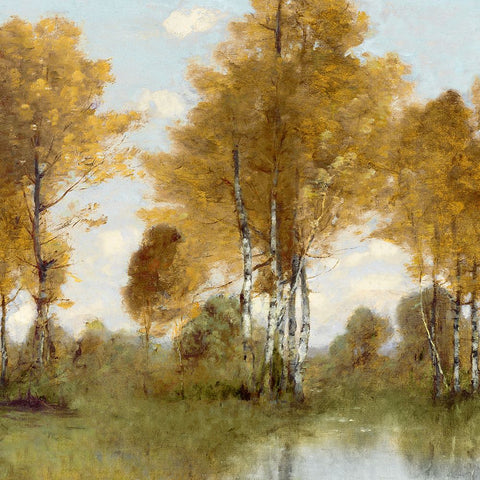 Golden Tree Pond III Black Ornate Wood Framed Art Print with Double Matting by McKee, Christy