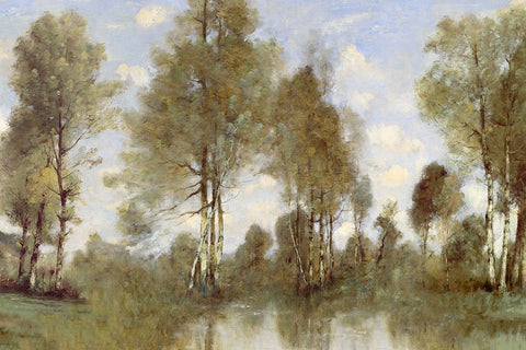 Pond Reflection II White Modern Wood Framed Art Print with Double Matting by McKee, Christy