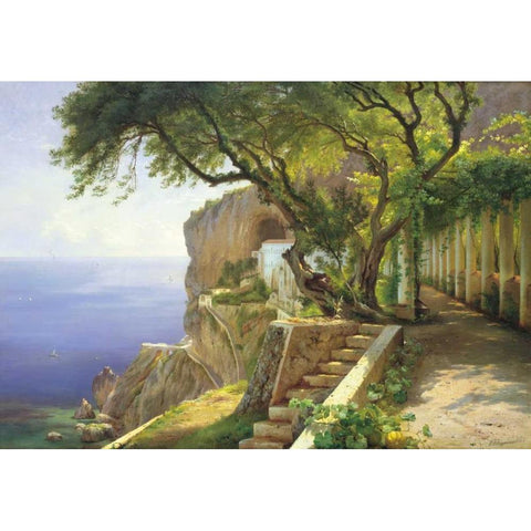 Pergola in Amalfi Gold Ornate Wood Framed Art Print with Double Matting by Aagaard, Carl Frederic