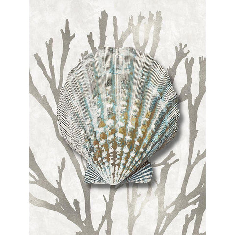 Shell Coral Silver IV Gold Ornate Wood Framed Art Print with Double Matting by Kelly, Caroline