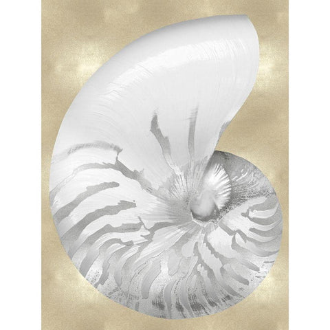 Silver Pearl Shell on Gold III White Modern Wood Framed Art Print by Kelly, Caroline