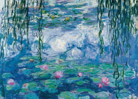 Nympheas White Modern Wood Framed Art Print with Double Matting by Monet, Claude