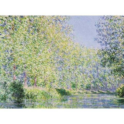 The Epte River near Giverny Black Modern Wood Framed Art Print by Monet, Claude