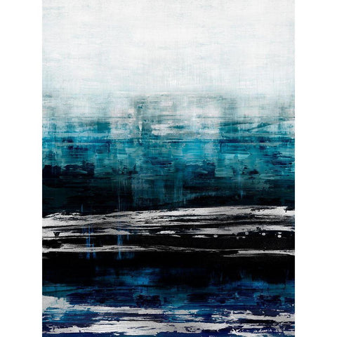 Aqua Reflections with Silver Black Modern Wood Framed Art Print with Double Matting by Corbin, Allie