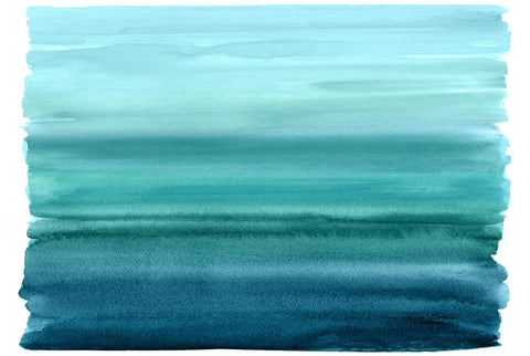 Ombre Teal I White Modern Wood Framed Art Print with Double Matting by Corbin, Allie