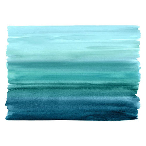 Ombre Teal I Black Modern Wood Framed Art Print with Double Matting by Corbin, Allie