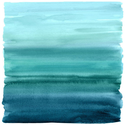 Ombre Teal II White Modern Wood Framed Art Print with Double Matting by Corbin, Allie