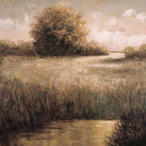 Hillside Pond II Gold Ornate Wood Framed Art Print with Double Matting by Palmer, Craig