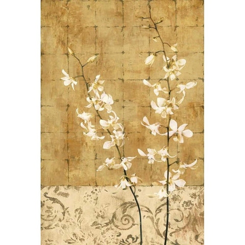 Blossoms in Gold I White Modern Wood Framed Art Print by Donovan, Chris