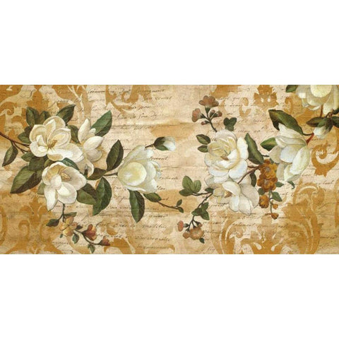 Magnolia Romance Gold Ornate Wood Framed Art Print with Double Matting by Donovan, Chris