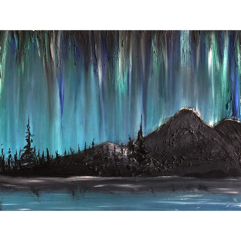 Nordlys Night Gold Ornate Wood Framed Art Print with Double Matting by Klingeler, Christian