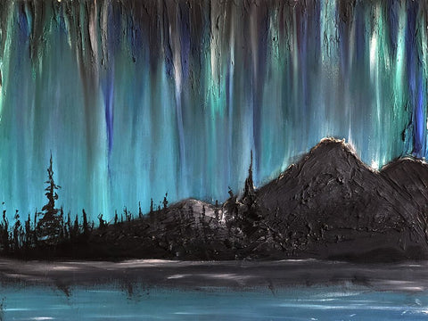 Nordlys Night Black Ornate Wood Framed Art Print with Double Matting by Klingeler, Christian