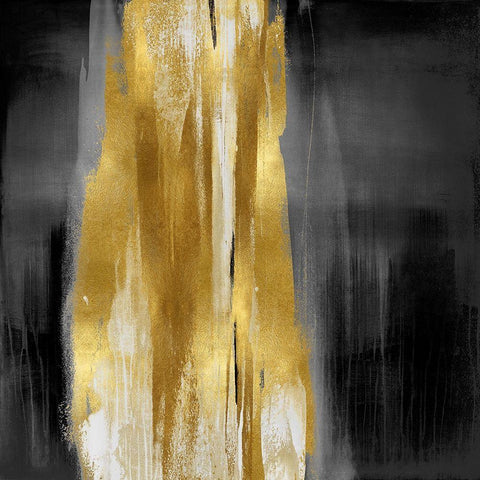 Free Fall Gray with Gold I Black Modern Wood Framed Art Print with Double Matting by Wright, Christine