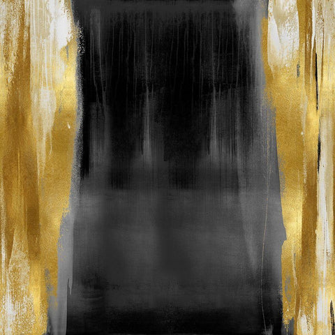 Free Fall Gray with Gold II Black Modern Wood Framed Art Print with Double Matting by Wright, Christine