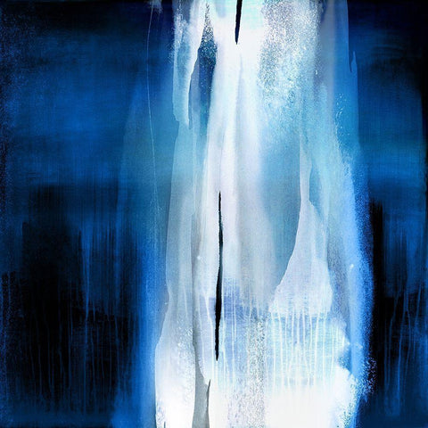 Free Fall Indigo Blue I White Modern Wood Framed Art Print by Wright, Christine