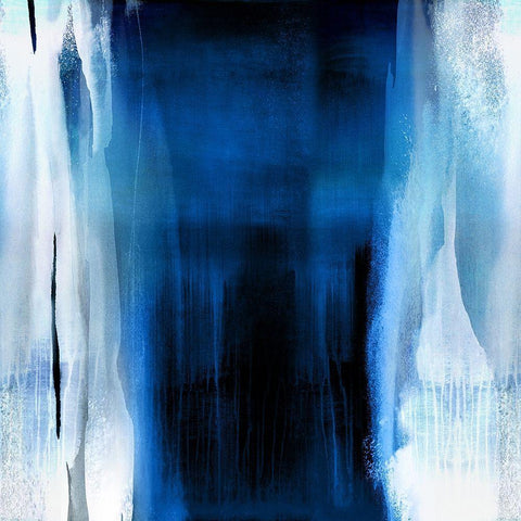 Free Fall Indigo Blue II Black Modern Wood Framed Art Print with Double Matting by Wright, Christine
