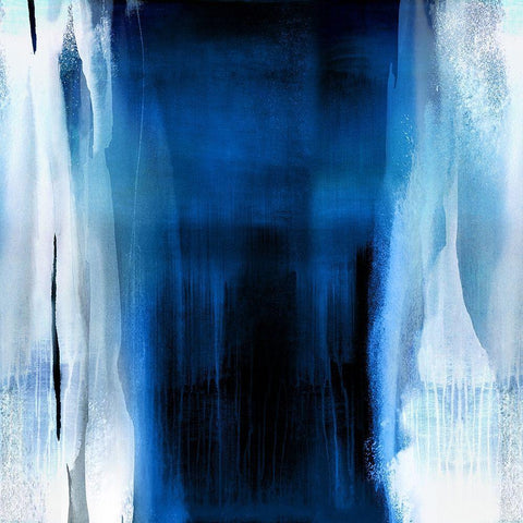 Free Fall Indigo Blue II Black Ornate Wood Framed Art Print with Double Matting by Wright, Christine