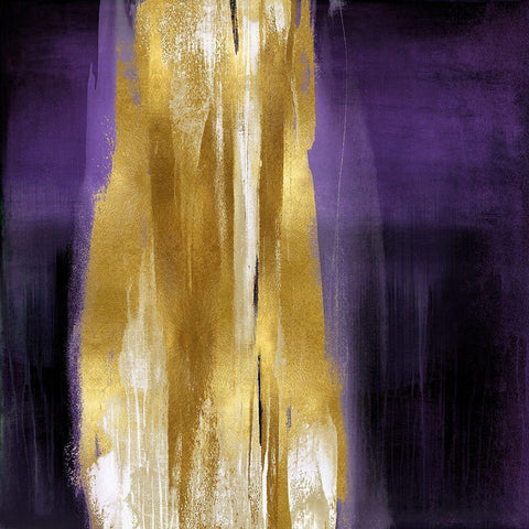 Free Fall Purple with Gold I White Modern Wood Framed Art Print by Wright, Christine