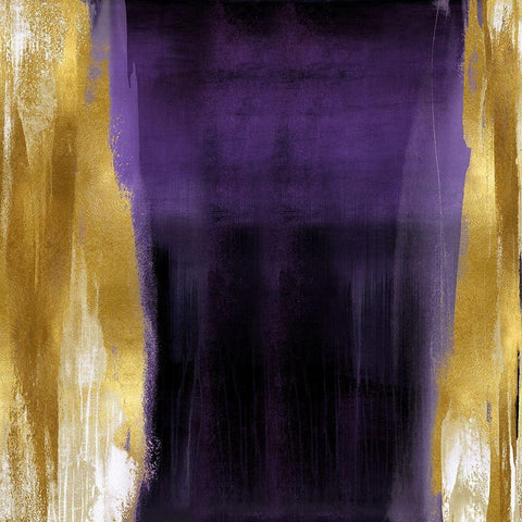 Free Fall Purple with Gold II Black Ornate Wood Framed Art Print with Double Matting by Wright, Christine