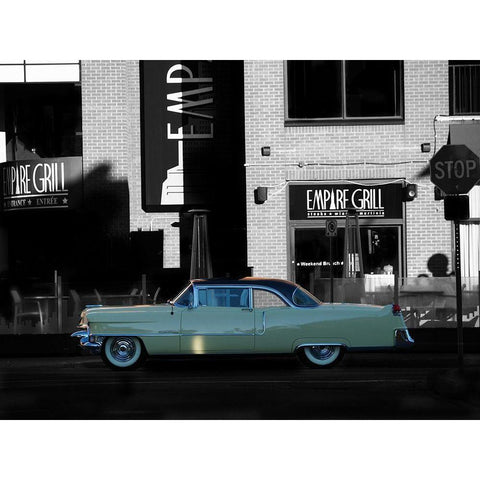 1955 Cadillac Coupe de Ville Black Modern Wood Framed Art Print with Double Matting by Branson, Clive