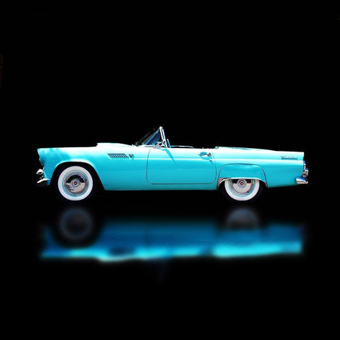 56 T-Bird Convertible Black Modern Wood Framed Art Print with Double Matting by Branson, Clive
